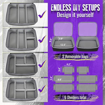 YOREPEK Tattoo Travel Case, Tattoo Bag with 2 Removable Organizer Pouches | Tattoo Case with Adjustable Dividers for Tattoo Accessories, Equipment, Stencil Printer, Thoughtful Tattoo Artist Gifts