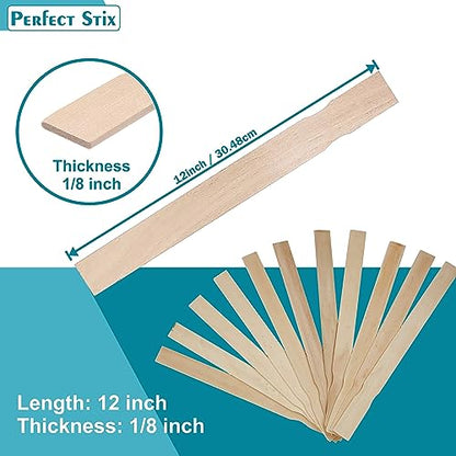 Perfect Stix - PAINT12-100 12" Wooden Paint Paddle Stirrer Sticks Length (Pack of 100) - size: 12"-Pack of 100ct