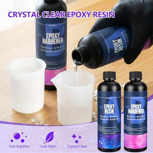 KISREL Epoxy Resin kit -18oz Clear Epoxy Resin with Silicone Alphabet Resin molds and Jewelry Making Kits, 2 Part Epoxy and Hardener for Casting Coating, Keychains, DIY Craft Decorations - size: Alphabet Molds and 8 Mini Molds