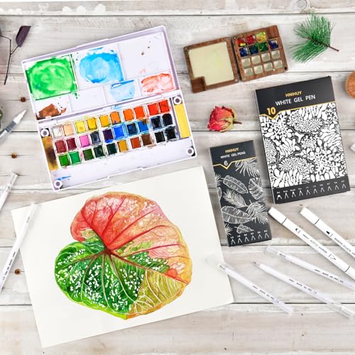 White Gel Pens, 6 Size Opaque White Ink Pens for Black Paper, Sketching, Drawing, Journaling & DIY Crafts, Ideal Drawing Pens for Artists & Art Supplies - size: 6