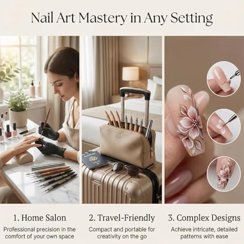 5 Pcs Nail Art Liner Brushes, Thin Detail Brushes for Gel Polish Painting, Sizes 6/9/12/15/18mm, Professional Nail Design Tools for Intricate Lines & DIY Manicure-Black