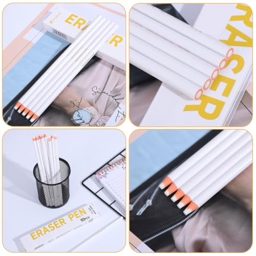 Precision Eraser Pens 10 Pack Fine Detail Eraser Pen with Sharpener | Pen Style Art Eraser, Professional Erasing Detail Add Highlight, for Beginner Artists Sketching Drawing Detailing Drafting