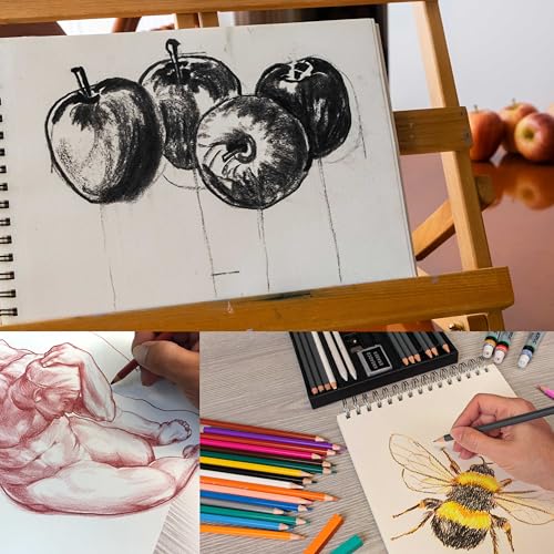 U.S. Art Supply 8"x10" Top Spiral Bound Sketch Book, 2 Pack, 100 Sheets Each, 60lb (100gsm), Acid-Free, Artist Sketchbook, Drawing Pad for Adults & Students - size: 8-x-10-inch