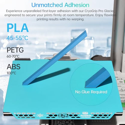 BIQU CryoGrip Pro Glacier for Bambu-Lab A1 Mini 3D Printer 184x184mm Panda Build Plate Double Sided Fine Textured Plate Upgrade Removable Surface Platform High Adhesion & Easy Clean Spring Steel Sheet - style: Glacier-Original(A1 Mini)