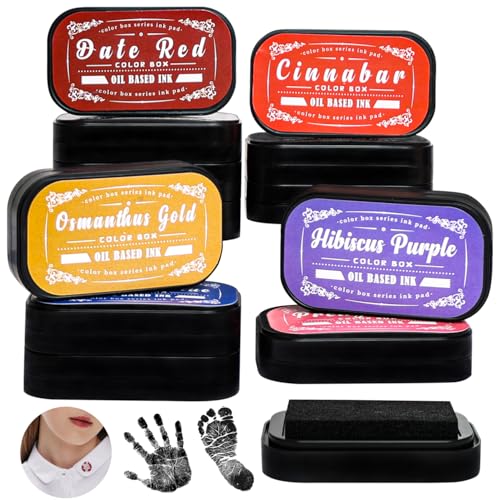 Large Oil Ink Pads for Kids Washable Craft Ink Stamp Pads,12 Color DIY Clear Embossing Ink Pad for Clothes,Baby Footprint Handprint,Rubber Stamps, Paper, Scrapbooking,Best Gift for Kids and Adult