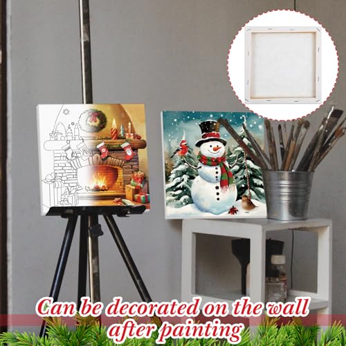 Sherr 12 Pcs Pre Drawn Canvas Pre Printed Canvas for Adults Sip and Paint Party Canvases Painting Kit for Summer Easter Mother's Day Party Favor(Classic Xmas,8 x 8 Inch) - size: 8 x 8 Inch, style: Classic Xmas