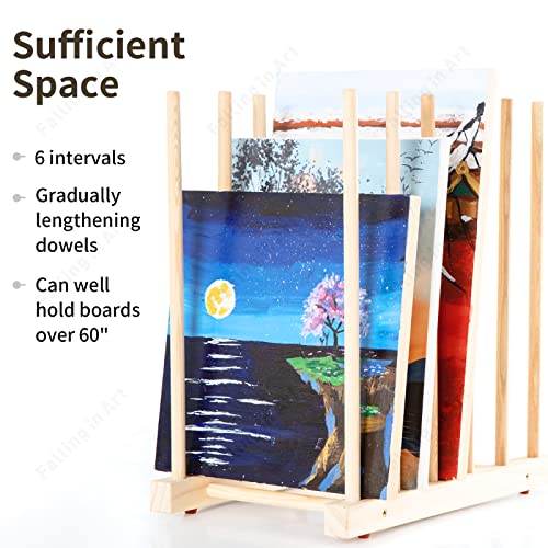 Falling in Art Small Wooden Art Storage Rack - Canvas Drying Stand for Artworks, Frames, Canvases, Drawing Boards, Prints, Panels, Paintings Display - size: Small