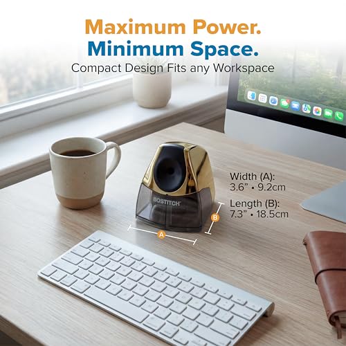 Bostitch Office Electric Pencil Sharpener for Classroom & Desk Use, Heavy-Duty Stall-Free Motor, High-Capacity Shavings Tray, Gold Chrome - color: Gold Chrome