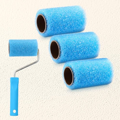 Nuanchu 3 Pcs 4" Blue Foam Textured Rollers Washable Small Textured Paint Roller Opened Celled Roller for Swimming Pool Boat Deck Cabin Floor Ceiling Drywall Bed Liner Other Small Area, Without Handle - size: 4 Inch