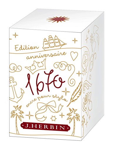 J. Herbin 1670 Anniversary Inks - Gold Sheen 50 ml Bottled - Rouge Hematite (Dark Red Ink) - color: Rouge Hematite