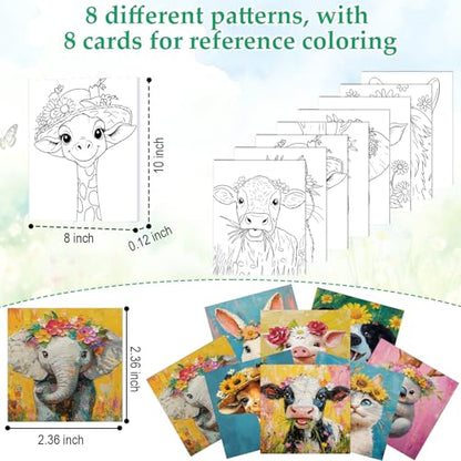 Cholemy 36 Pcs Paint and Sip Kit for Adults 8''x10'' Pre Drawn Canvas for Painting DIY Afro Acrylic Painting Kit Wood Easel Brushes Date Night Bulk for Summer 4th of July Party Gift(Flower Animals) - style: Flower Animals