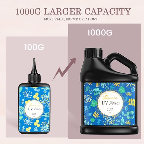 Bsrezn 1000g UV Resin Hard, Crystal Clear Solar Activated UV Glue for Jewelry Making (1000g) - size: 1000g