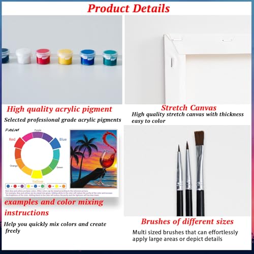 PAILIM 2 Pack Sip and Paint Kit for Adults Couples Painting Kit Pre Drawn Canvas to Paint at Home Date Night Party Favor Supplies Art Painting Set Seaside Clink Glasses Couples Activity 8x10 - style: Essential Painting Kit