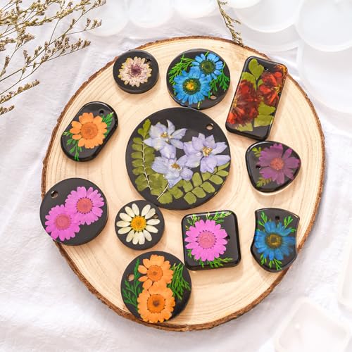 YODOYO 31-Cavity Silicone Resin Mold Set, Flat Circle, Square and Oval Keychain Molds, Round Earring with Hole and Jewelry Casting Molds for Epoxy Resin, DIY Pendant, Necklace, Pet Tag Mould