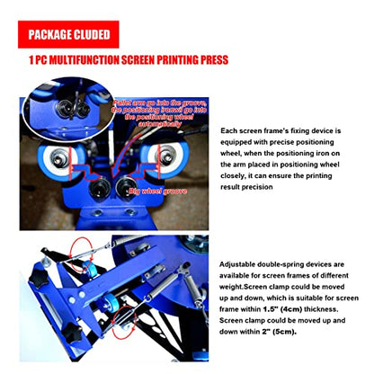 Tianiuseen Screen Printing Kit Silk Printing Press Equipment Material 3 Color 4 Station Screen Printer Screen Printing Flash Dryer Drying Cabinet and UV Exposure Unit for T-Shirt DIY