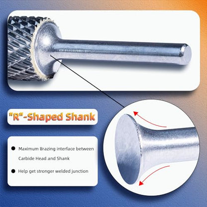SL-4 Tapered Radius End Tungsten Carbide Rotary File Double Cut 3/8" Diameter×1/2" Length, 1/4" Shank Carbide Burrs Bits Precision Grinding for Jewelry, Tight Spaces, Metal/Wood Contouring - style: SL-4