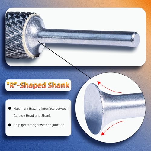 SF-3 Double Cut Carbide Rotary Files 3/8" Cutting Diameter 3/4" Cutting Length 1/4" Shank Carbide Burr Bits for Multi-Surface Grinding, 3D Carving & Complex Contouring - style: SF-3