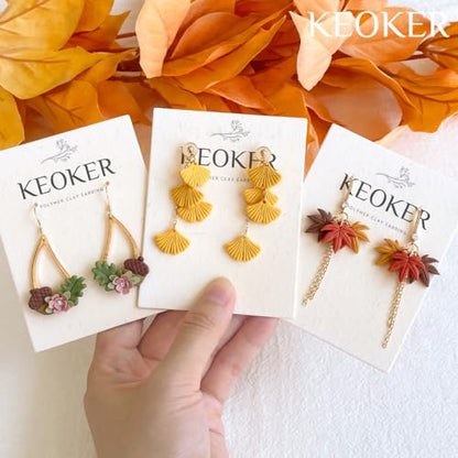 KEOKER Fall Polymer Clay Cutters - 17 Shapes Earring Cutters for Jewelry Making, Pumpkin Shapes Included - color: white AB