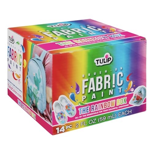 Tulip Brush-on Fabric Paints, 14 Colors 2 fl oz each, Permanent, Flexible, Rainbow