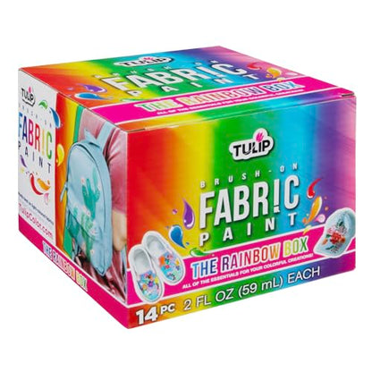 Tulip Brush-on Fabric Paints, 14 Colors 2 fl oz each, Permanent, Flexible, Rainbow