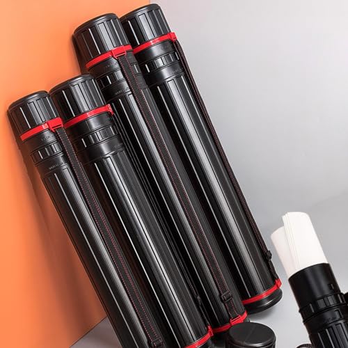 Colaxi Expandable Poster Tube with Shoulder Strap, 17.7-28.3 in Telescoping Drawing Tube for Artwork and Document Storage, Black