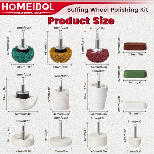 Polishing Wheel Kit 13pcs Buffing Wheels Cotton Abrasive Polishing Kit for Rotary Tools, Buffing Pads for Drill for Metal, Aluminum Wheel Polishing Kit for Chrome Wood Plastic Ceramic Glass - style: Style 1