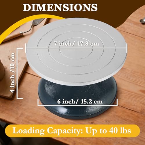 MAOPINER 7 inch Diameter Sculpting Wheel | Heavy Duty Turntable Pottery Sculpting Wheel | All Cast Iron Metal Construction Joint with Ball Bearings (7 inch) - size: 7 inch