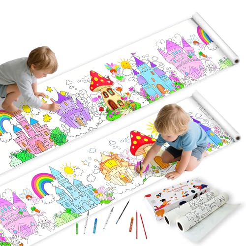 2PCS Children's Drawing Roll, Coloring Paper Roll for Kids Gift,116 * 11.6 Inches DIY Painting Drawing Paper Roll, Color Wonder Paper, Early Educational Toys for Kids Ages 3-8 (Castle) - color: C5