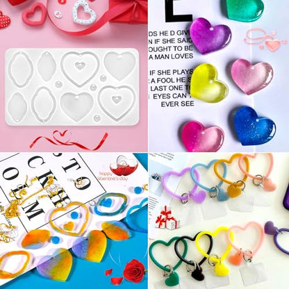 4Pack Valentine's Day Earring Resin Silicone Molds Kit, Love Heart Shape Resin Mold with200Pcs Earring Hook Jump Ring for Epoxy Resin Casting DIY Craft Earring Jewelry Making (4 Packs White) - color: 4 Packs White