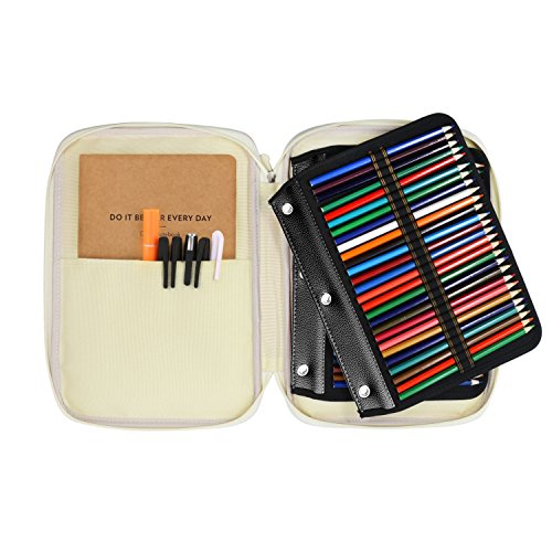 YOUSHARES 54 Slots Pencil Sleeve - Standard 3 Ring Binder Designed Pencil Page Compatible with 216 Slots Pencil Case for Watercolor Pencil, Gel Pen & Cosmetic Brush (Black) - color: Layer Black