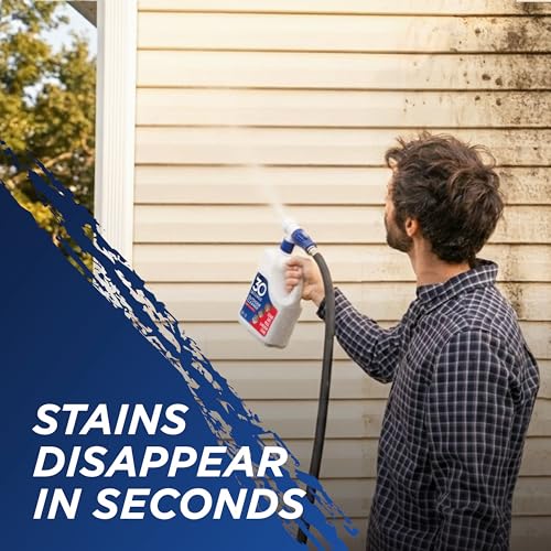30 Seconds Outdoor Cleaner | Cleans Moss Stains from House, Vinyl Siding, Deck, Patio, Fence - 3 Capped Bottles, 1 Hose End Spray Attachment (64 Fl Oz (Pack of 3) - size: 64 Fl Oz (Pack of 3)