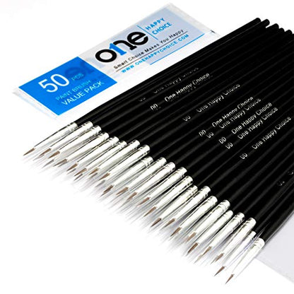 50 Pcs Pack of Synthetic Fine Detail Paint Brushes Set for Miniature, Scale Model, Art Painting in Acrylic, Oil, Watercolor - Pointed Round (Size #00 (Small)) - size: Size #00 (Small)