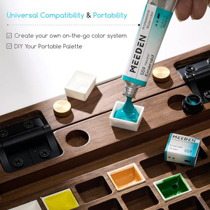MEEDEN Professional Artist Watercolor Paint: Green Deep - 15ml/0.5oz Water Color Tube, Semi-Moist Pigment Half Pan and Empty Matching Half Pan for Artists Pros - color: Green Deep