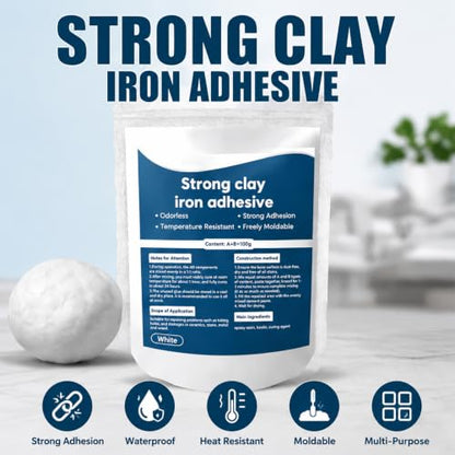High-Strength Multi-Purpose Repair Clay, Strong Clay Iron Adhesive, Repair Putty Plastic Metal Wood Ceramic Tile and Glass, for Bonding, Repairing, Filling Cracks Holes (2Pcs) - color: 2Pcs