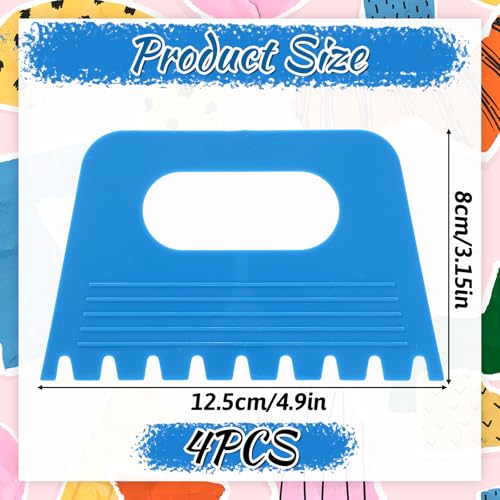 4 Pcs Paint Texture Tools, Plastic Paint Scraper Supplies Kit, Plaster Tools for Texture Art on Canvas Putty Acrylic Plaster Arts Pottery Scraper Tool