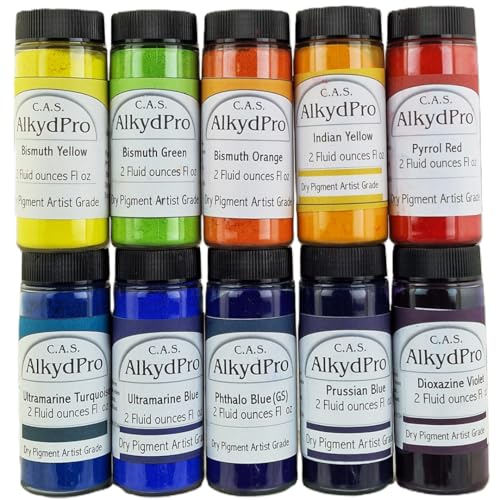 Cadmium-Free Artist Pigment Set – Bismuth Yellow, Green, Orange & Ultramarine Turquoise, 2 Fl Oz (Pack of 10), Ideal Cadmium Alternatives for Oil, Alkyd, Acrylic & Watercolor - color: Bismuth, size: 2 Ounce (Pack of 10)