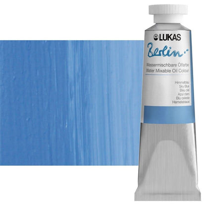 Lukas Berlin Pro Artists Water Mixable Oil Paint 37 ml Tube Sky Blue, Water Soluble, Lightfast Pigments, Quick Drying, Easy Clean-Up, Eco-Friendly, Professional Quality, 40 Color Range - color: Sky Blue, size: 1.25 Fl Oz (Pack of 1)