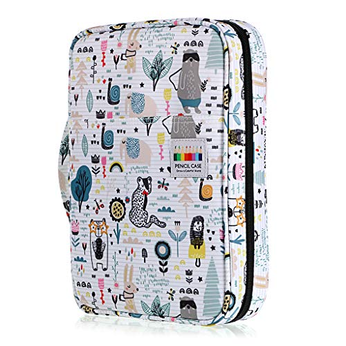 BTSKY Portable Colored Pencil Case - Colored Pencil Organizer Holds 166 Pencils or 112 Gel Pens Large Capacity Zippered Pencil Holder Gel pens - color: Animal