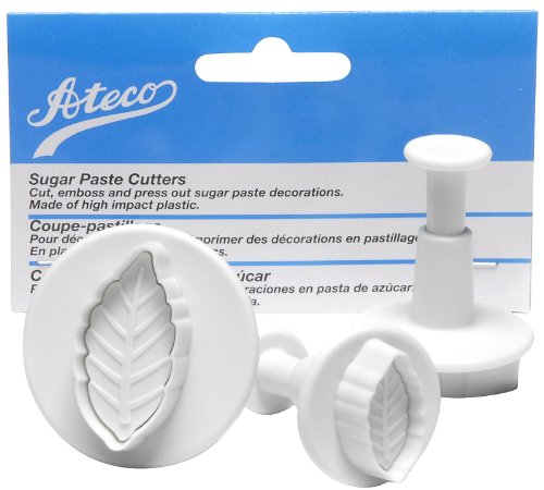 Ateco Set of 3 Sugar Paste Narrow Leaf Cutters, BLUE,WHITE - style: Straight Leaf, set of 3