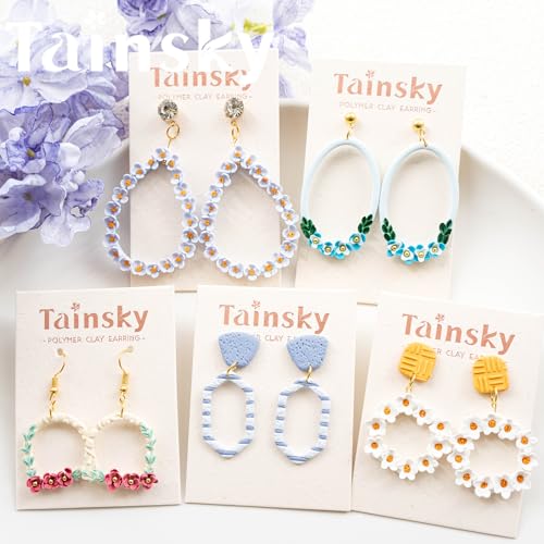 Tainsky Organic Shapes Clay Cutters for Polymer Clay Jewelry, 15 Shapes Basic Shapes Polymer Clay Cutters for Earrings - color: Basic-B