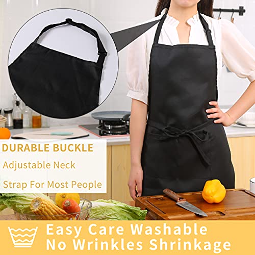 Tosewever 2 Pack Adjustable Bib Apron, Waterdrop Resistant Aprons with 2 Pockets Cooking Kitchen Restaurant Aprons for Women Men Chef, BBQ Drawing Crafting Outdoors (Polyester-Black, 2) - color: Polyester-black