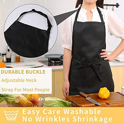 Tosewever 2 Pack Adjustable Bib Apron, Waterdrop Resistant Aprons with 2 Pockets Cooking Kitchen Restaurant Aprons for Women Men Chef, BBQ Drawing Crafting Outdoors (Polyester-Black, 2) - color: Polyester-black