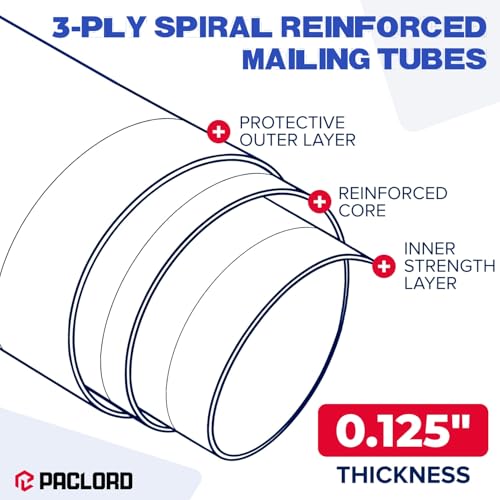 5" x 30" Reinforced Kraft Paper Mailing Tube, Pack of 1 Tube with 2 Caps – Secure USPS Approved – Cardboard Poster Mailer for Shipping and Storing of Prints, Artwork, Posters, or Documents