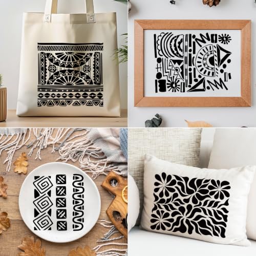 Mixed Stencils for Painting on Wood Reusable Geometric Stencils for Crafts - style: Textures