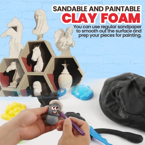 3.3 lbs Moldable Cosplay Foam Clay (Black) - Air-Dry High Density Clay for Intricate Designs - Dries Evenly Within 24-48 Hours - Sandable and Paintable Clay Foam - color: Black, size: 1500g