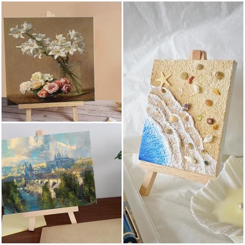 24 Pack 9 Inch Wooden Display Stand, Wooden Tripod Holder Stand, Painting Stand, Used for Displaying Business Cards and Photos, Student Desktop Easel for Painting