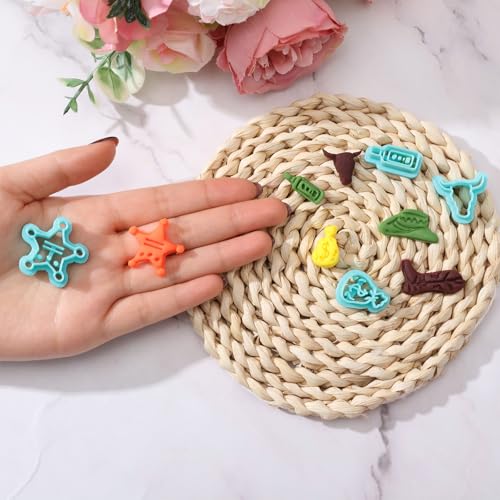 ORIGACH 12 Pcs Western Cowboy Clay Cutters, West Cowboy Polymer Clay Cutter for Earring Making Cowboy Hats Clothes Boots Revolvers Clay Cutters for Jewelry Making - style: Western Cowboy