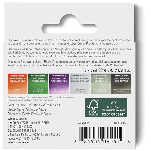 Winsor & Newton Professional Watercolour, Revival Collection, 6x5ml Tubes Set - style: Revival Collection Tube Set