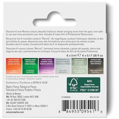 Winsor & Newton Professional Watercolour, Revival Collection, 6x5ml Tubes Set - style: Revival Collection Tube Set