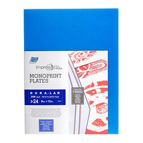 Grafix Impress Print Media Monoprint Plate – 9 x 12”, Pack of 24 – Transparent, Lightweight, Non-Porous .030” Dura-Lar Monoprinting Surface, Economical Alternative to Metal or Glass Plates - size: 9"x12"x0.030", style: Clear, Pack of 24